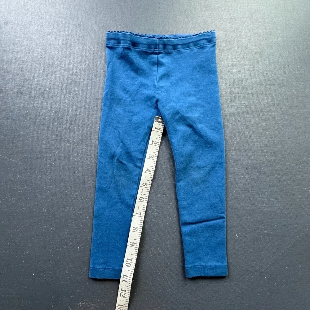Tea Collection Toddler Girls Size 2T Blue Leggings Cotton Blend Scallop Stretch